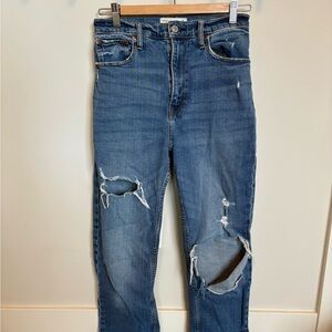Abercrombie & Fitch Distressed Blue Ankle Straight